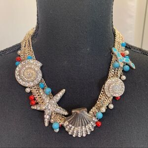 ARGENTO Dubai Starfish Sea Shell Ocean Silver-tone Vintage Chain Necklace